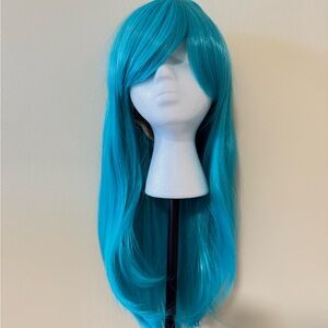 Teal Long Wavy Wig